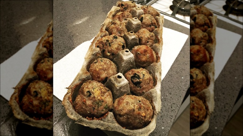 meatballs in egg carton 