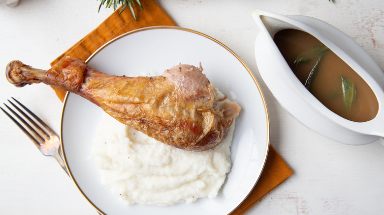 turkey drumstick with gravy