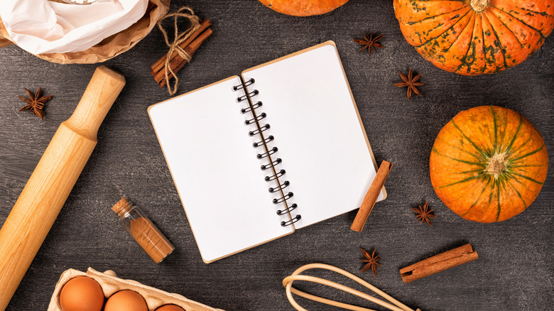 Baking supplies for making pumpkin pie