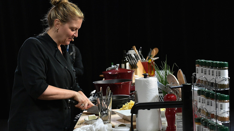 Amanda Freitag cooking in New York 