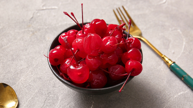 bowl with maraschino cherries