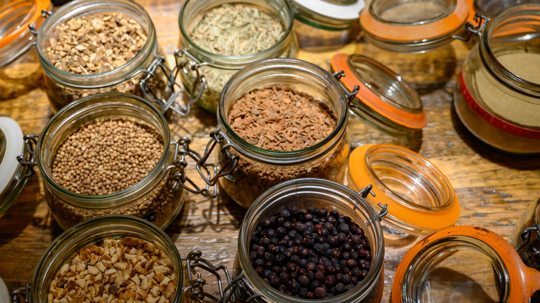 botanical ingredients in jars