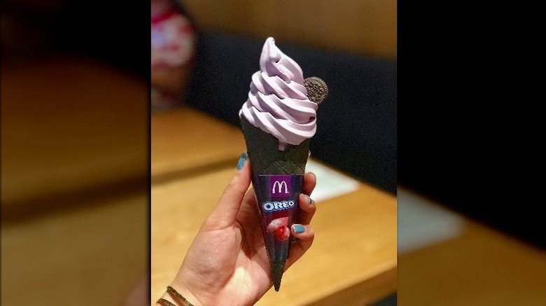 McDonald's Oreo waffle cone with sweet potato ice cream