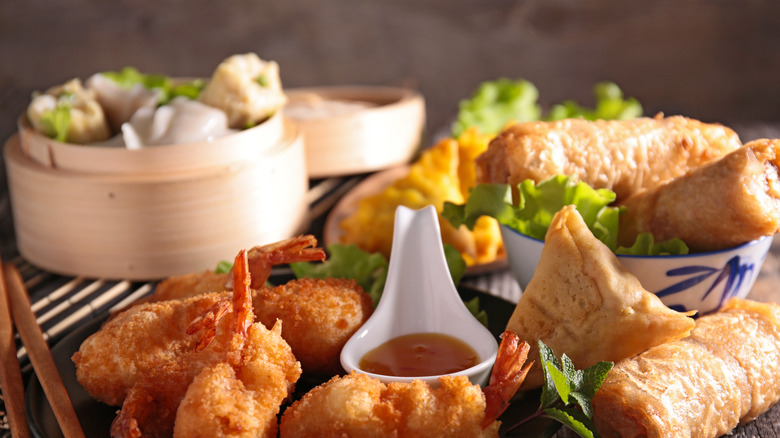 Chinese fried shrimp spring rolls 