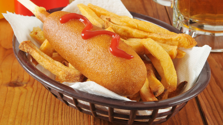 Corndog with French fries