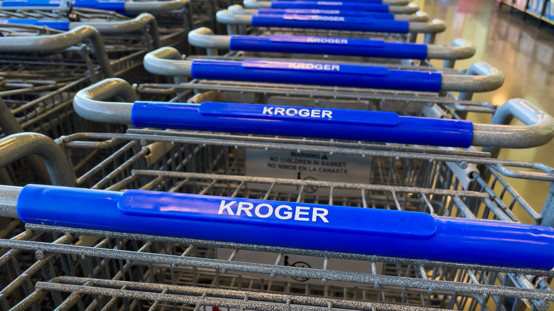 closeup of Kroger grocery carts