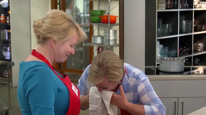 Julia Collin Davison and Bridget Lancaster laughing