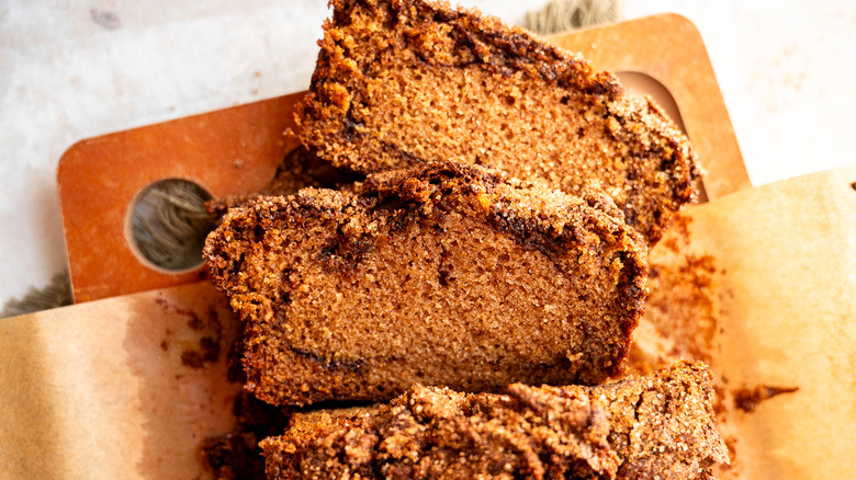 closeup cinnamon bread slices