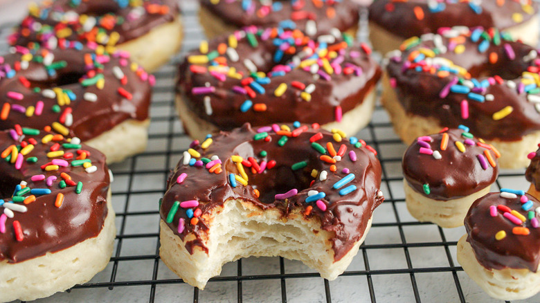 Air fryer donuts on rack