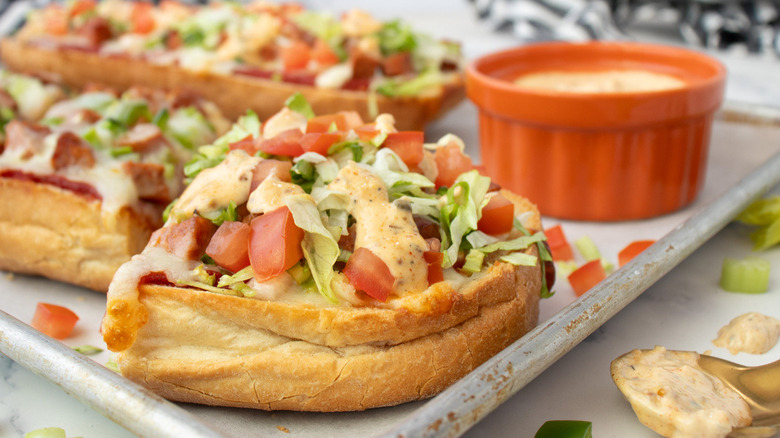 French bread pizza in pan