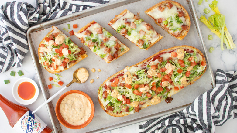 French bread pizza in pan