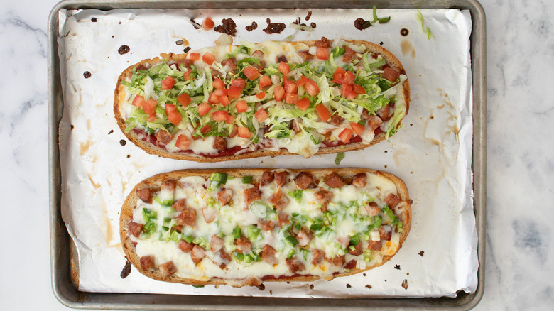 French bread pizza in pan