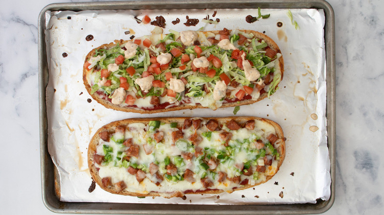 French bread pizza in pan