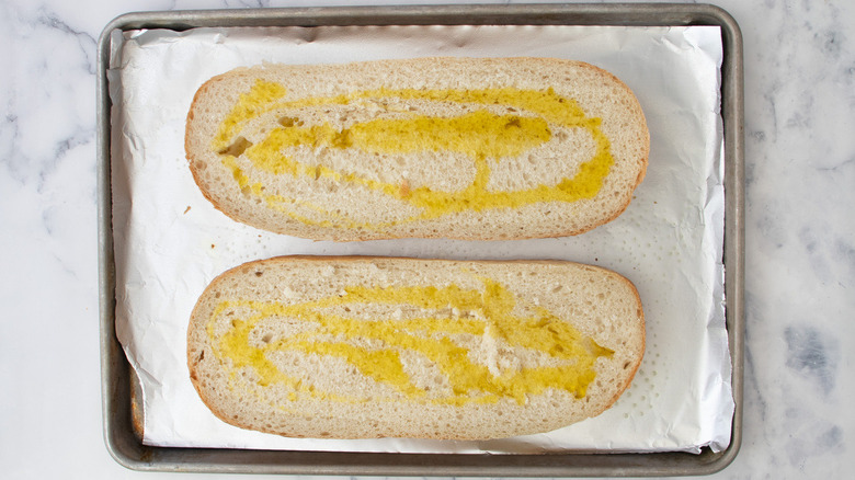 French bread in pan