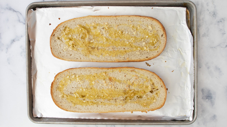 French bread in pan