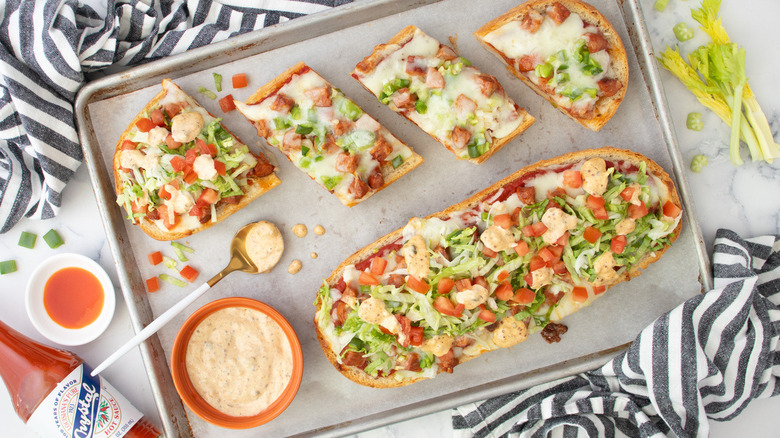 French bread pizza in pan