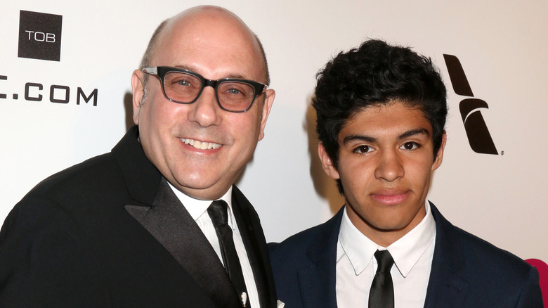 Willie Garson and son, Nathen, smile in suits