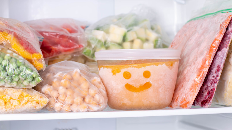 food stored in freezer