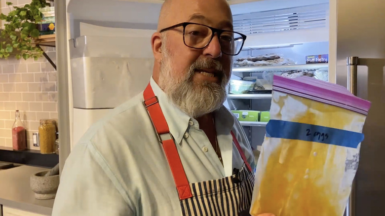 Andrew Zimmern with freezer