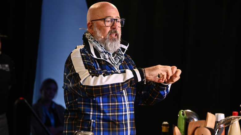 Andrew Zimmern at a cooking demo