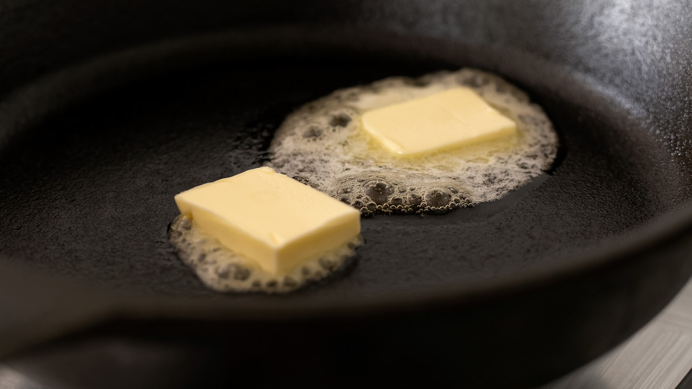 Butter frying in a pan