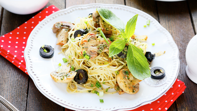 Plate of angel hair pasta