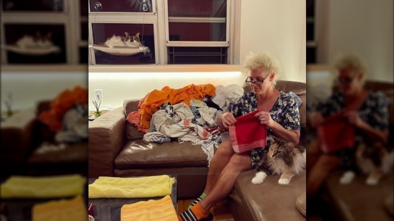 Anne Burrell with her kitties