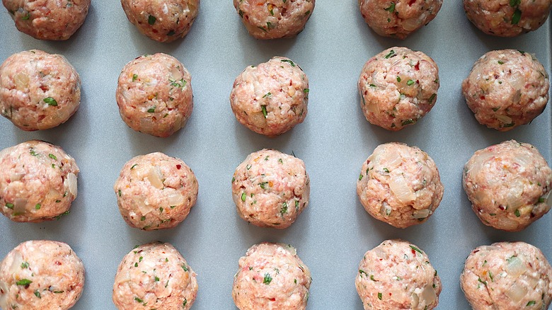 meatballs on a baking sheet