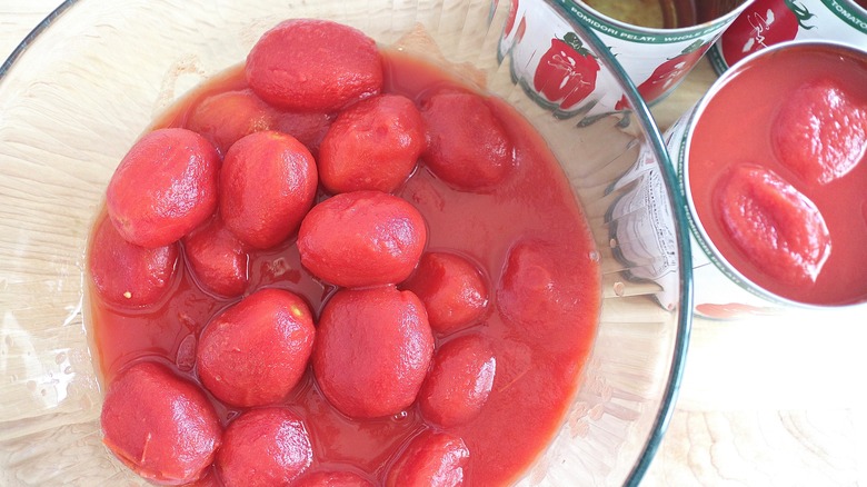 canned tomatoes in a bowl