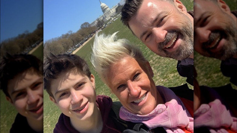 Anne Burrell with her husband and step son