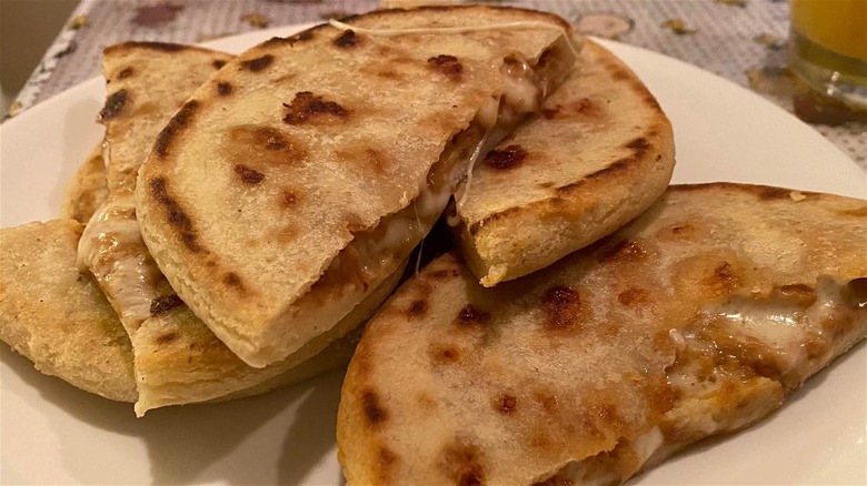 Freshly cooked pupusas on a plate