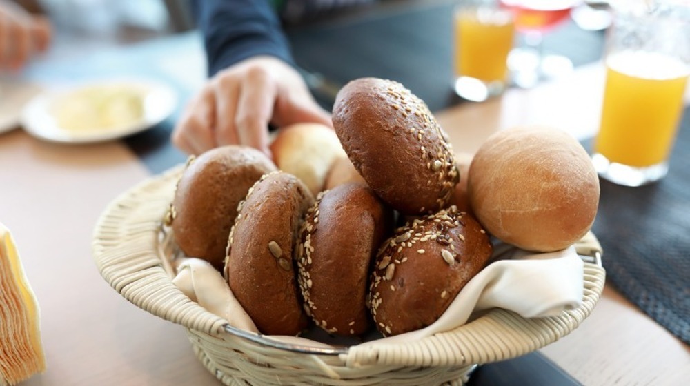 Assorted restaurant bread basket