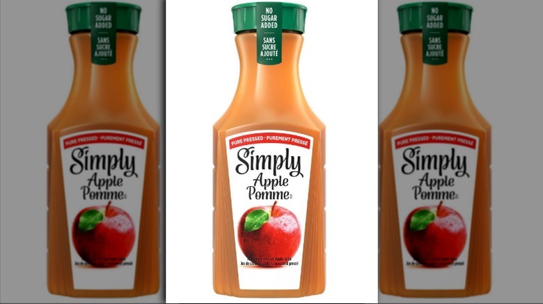 The label of a Simply Apple bottle of juice