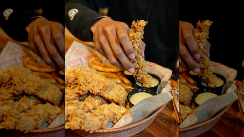 dipping chicken tenders from Chili's 