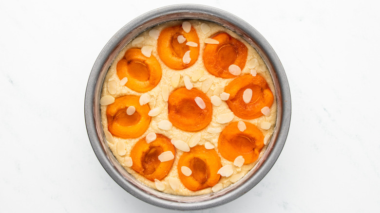 apricot almond cake mix in pan