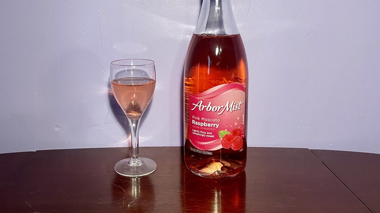 bottle of pink wine