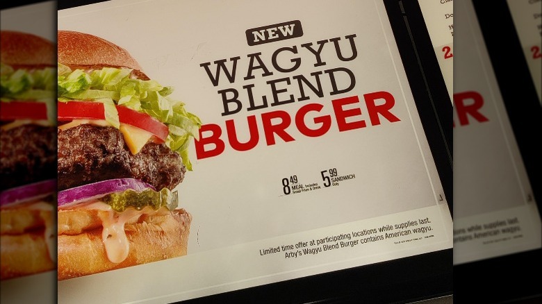 arby's menu panel featuring wagyu burger