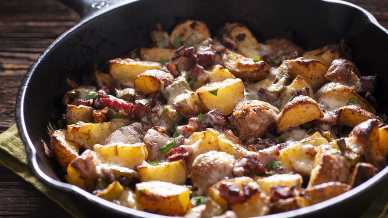 cooked potatoes in skillet