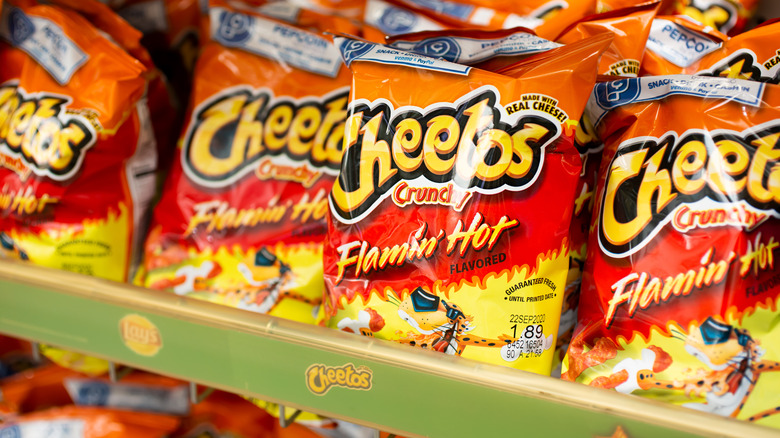 Bags of Flamin' Hot Cheetos