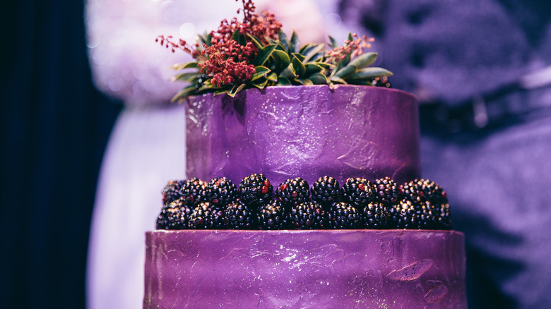 A big violet wedding cake 