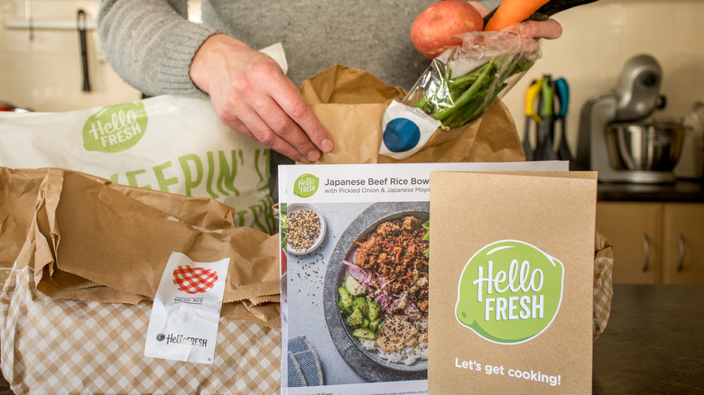 Unpacking a Hello Fresh meal kit