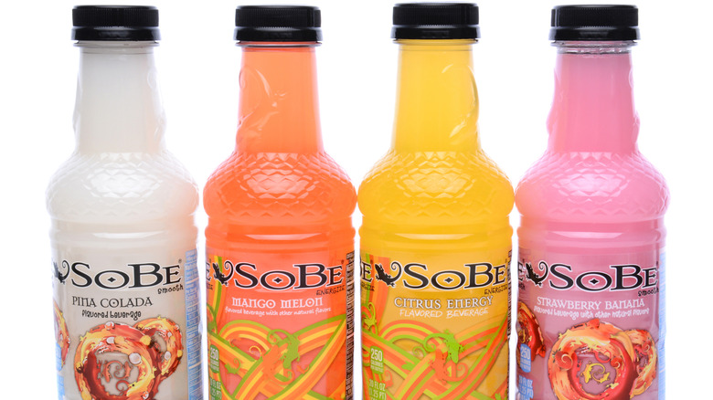 SoBe bottles against white background