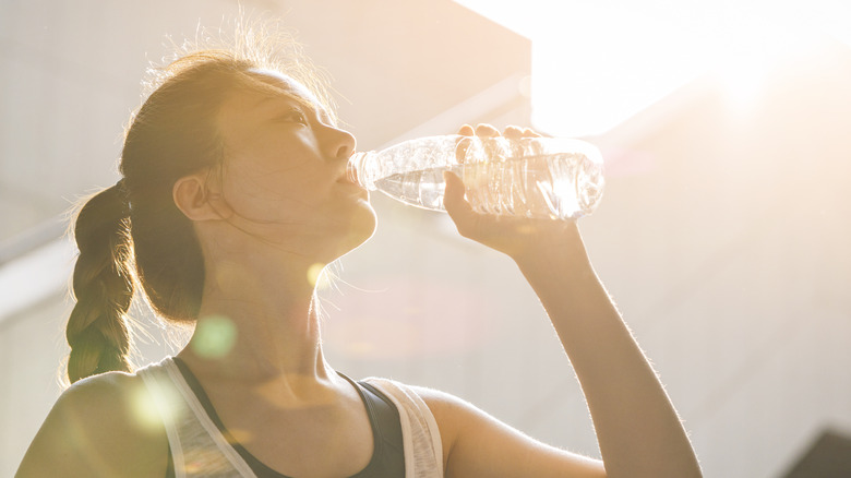 woman drinking water