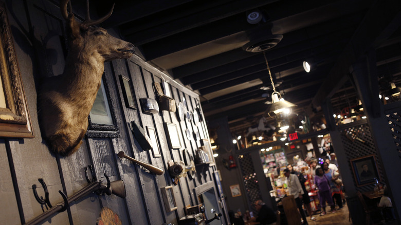 Cracker Barrel wall with antiques 