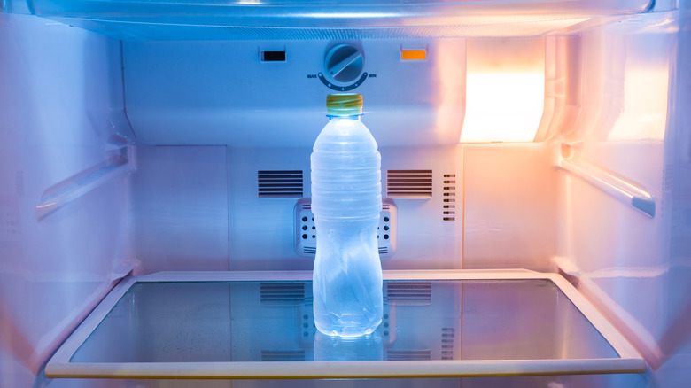 water bottle in freezer