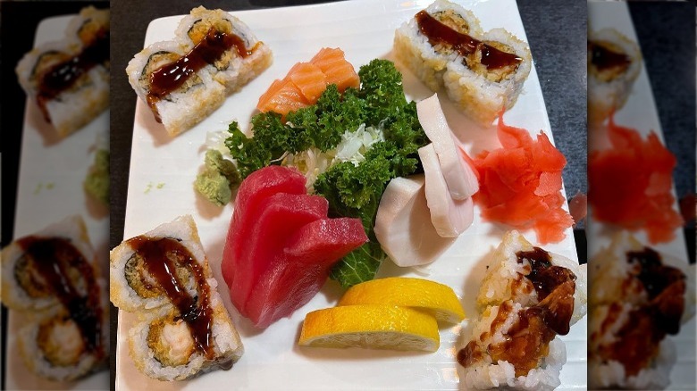 Plates of food at Jimmy's Asian Food in Anchorage