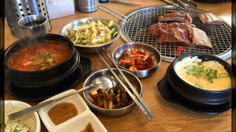 dishes from Han Gang Korean Restaurant in Annandale