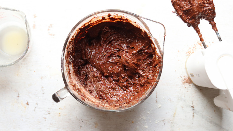 chocolate batter in bowl