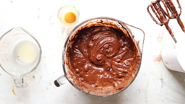 chocolate batter in bowl