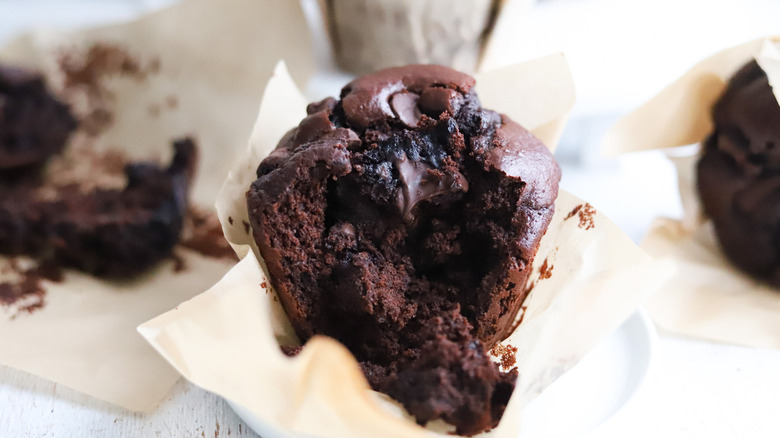 chocolate muffins on plate